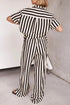 'Bronte' Striped Half Sleeve Top and Pants Set - Celes Fashion